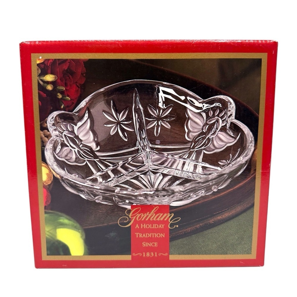 Gorham A Holiday Traditions Angels of Peace Divided Relish Bowl EUC
